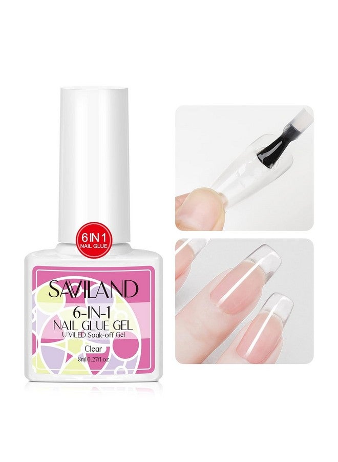 Nail Glue Press On Nails: 6 In 1 Gel X Nail Glue For Acrylic Nails Long Lasting Curing Needed U V Led Hard Solid Gel Extension Glue For False Nailtip Women Gift