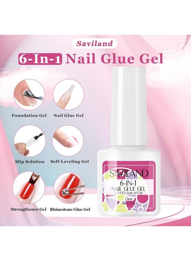 Nail Glue Press On Nails: 6 In 1 Gel X Nail Glue For Acrylic Nails Long Lasting Curing Needed U V Led Hard Solid Gel Extension Glue For False Nailtip Women Gift