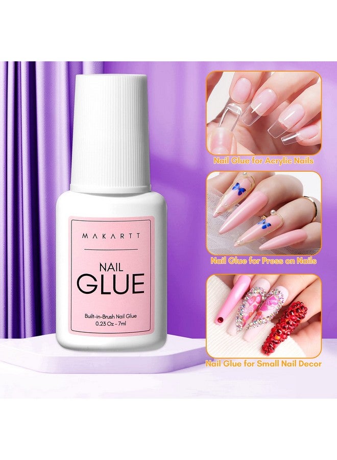 Nail Glue With Glue Remover Kit Super Strong Nail Glue 7Ml For Acrylic Nails Press On Nails10Ml Glue Off Fake Nails Remover For Super Glue Nail Polish Easy Application Nail Art Supplies