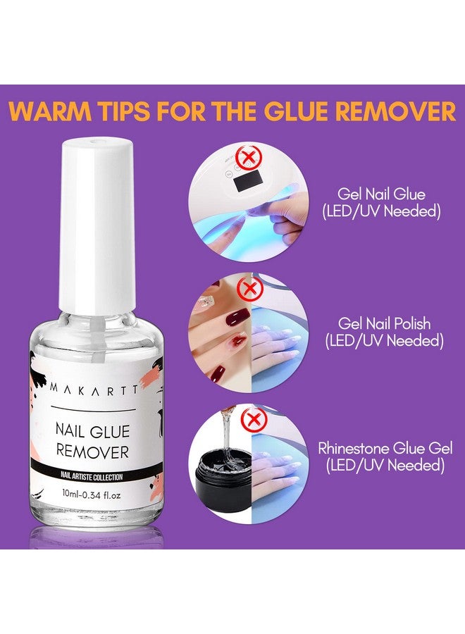 Nail Glue With Glue Remover Kit Super Strong Nail Glue 7Ml For Acrylic Nails Press On Nails10Ml Glue Off Fake Nails Remover For Super Glue Nail Polish Easy Application Nail Art Supplies