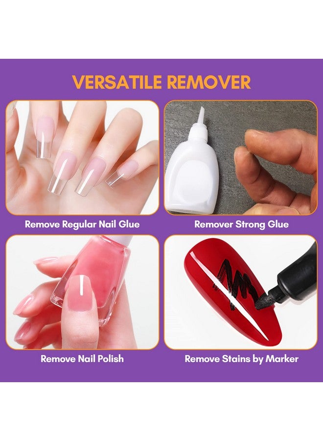 Nail Glue With Glue Remover Kit Super Strong Nail Glue 7Ml For Acrylic Nails Press On Nails10Ml Glue Off Fake Nails Remover For Super Glue Nail Polish Easy Application Nail Art Supplies