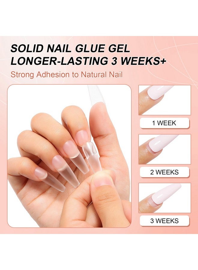2Pcs Solid Nail Gel Glue For Soft Gel Nail Tips Acrylic Nail Tips Hema Free Solid Builder Nail Gel For Nail Strengthen Nail Art