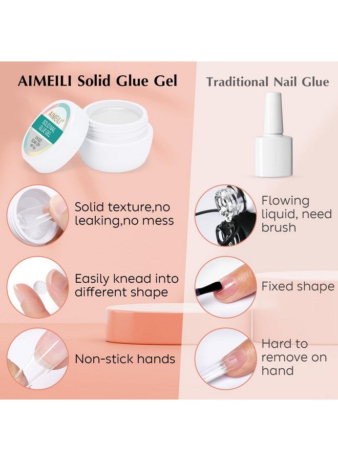 2Pcs Solid Nail Gel Glue For Soft Gel Nail Tips Acrylic Nail Tips Hema Free Solid Builder Nail Gel For Nail Strengthen Nail Art