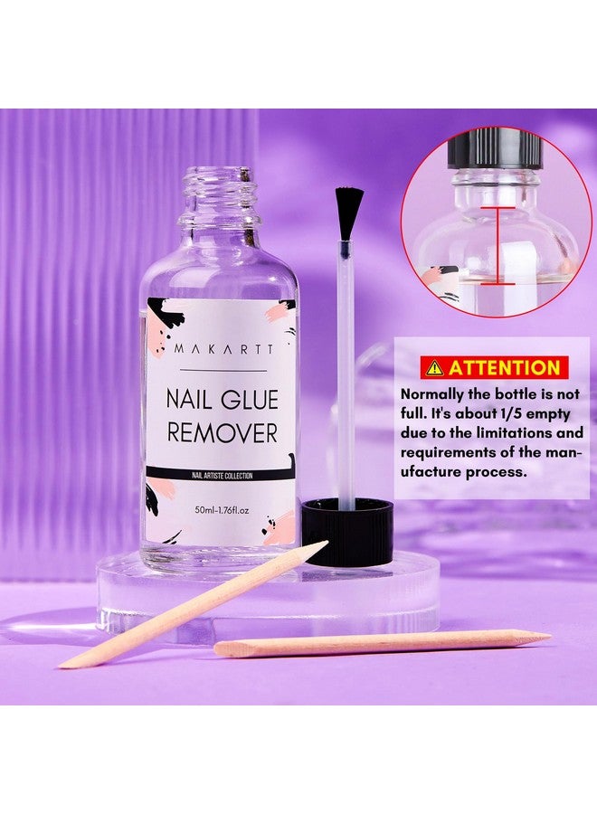 Nail Glue Remover Set For Press On Nails 2 Bottles 50Ml Glue Off Debonder For Glue On Nailssemicure Stickers And Nail Adhesive Tabs 5 Pcs Wooden Sticks Tools Remover Nail Art Supplies