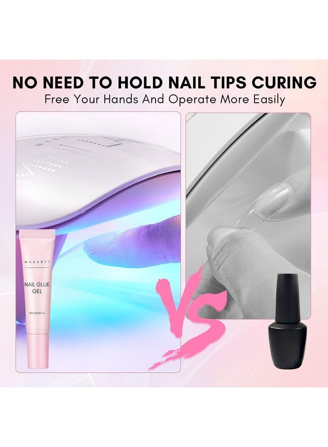 Gel Nail Glue Solid Nail Glue For Press On Nails For Soft Gel Nail Tips 15Ml Nail Lamp Needed Multifunctional Nail Tools Strong Adhesive Rhinestone Glue Gel For Nail Charms Nail Gems