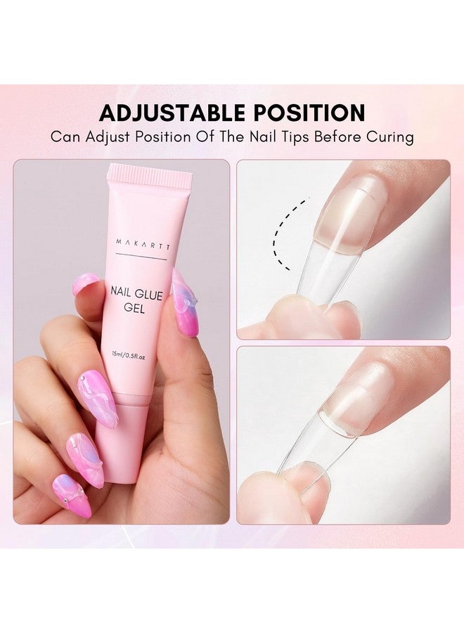 Gel Nail Glue Solid Nail Glue For Press On Nails For Soft Gel Nail Tips 15Ml Nail Lamp Needed Multifunctional Nail Tools Strong Adhesive Rhinestone Glue Gel For Nail Charms Nail Gems