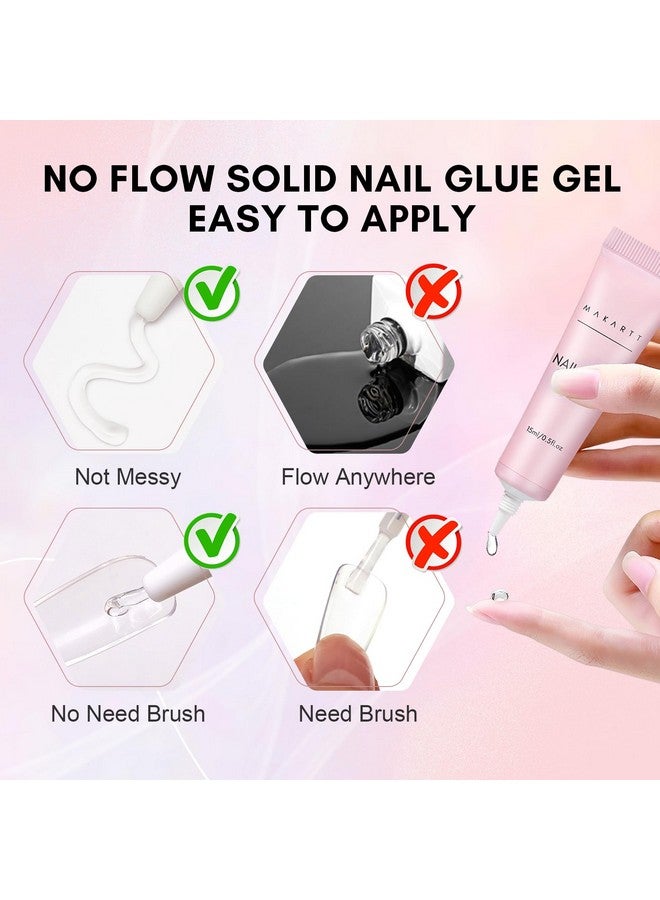 Gel Nail Glue Solid Nail Glue For Press On Nails For Soft Gel Nail Tips 15Ml Nail Lamp Needed Multifunctional Nail Tools Strong Adhesive Rhinestone Glue Gel For Nail Charms Nail Gems