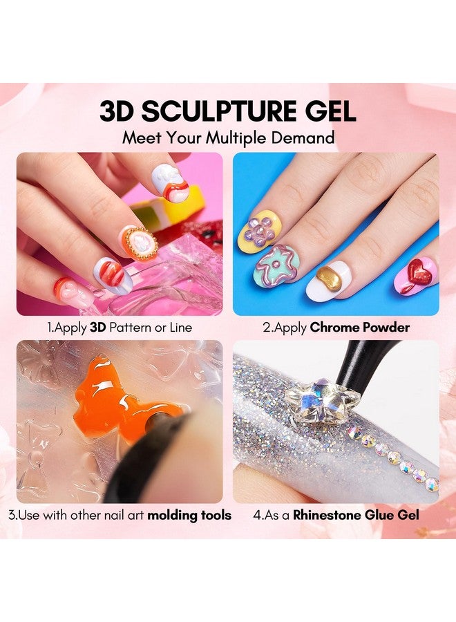 3D Nail Gel Hard Solid Nail Glue Gel Sculpting Gel Decorations Nail Charms Gel Liner 3D Nail Art 5D Embossed Candy Gel Nail 3D Nail Polish Mold Pumpkin Golden Amber