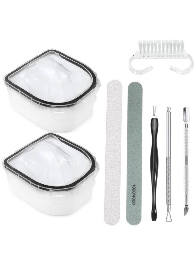 Nail Soaking Bowl 2 Pcs Soak Off Gel Polish Remover Manicure Bowl Acetone Nail Soak Off Bowl For Acrylic Nails Dip Powder Remover Kit With Cuticle Peeler And Cuticle Pusher (Black8Pcs Set)