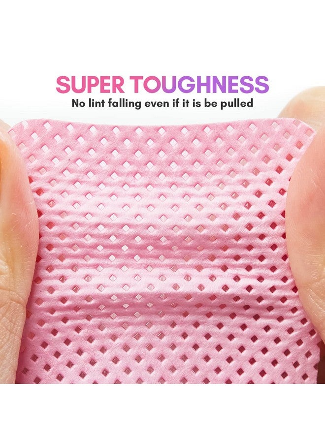 Lint Free Nail Wipes Nail Polish Remover Pads 1000Pcs Eyelash Extension Glue Wipes Super Absorbent Soft Nonwoven Acetone Gel Nails Wipes Dry Wipes For Nail Prep And Gel Polish Remover Pink