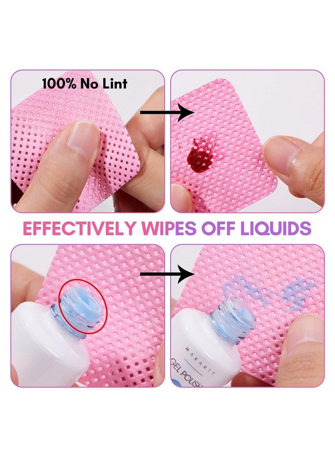 Lint Free Nail Wipes Nail Polish Remover Pads 1000Pcs Eyelash Extension Glue Wipes Super Absorbent Soft Nonwoven Acetone Gel Nails Wipes Dry Wipes For Nail Prep And Gel Polish Remover Pink