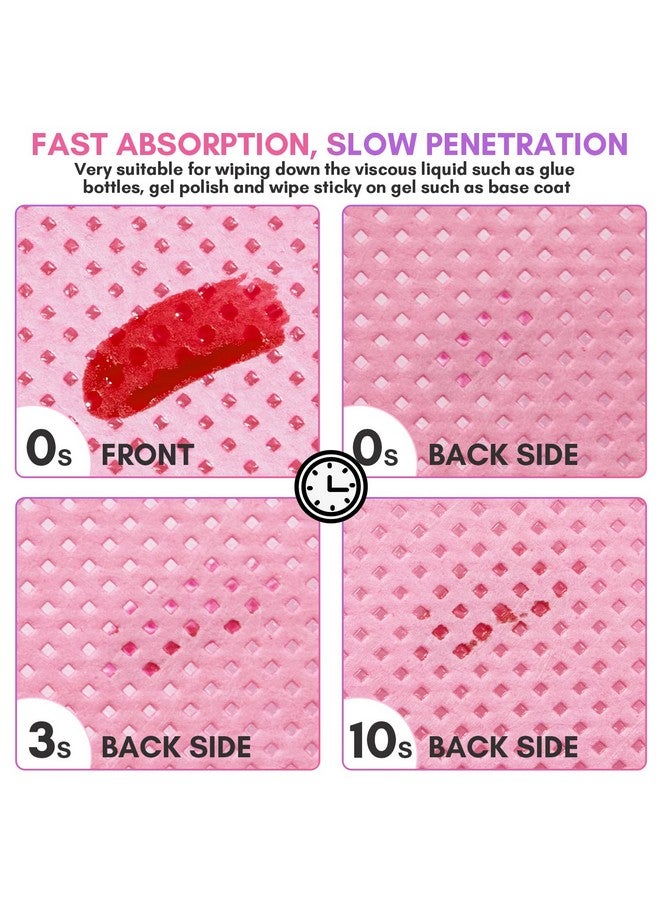 Lint Free Nail Wipes Nail Polish Remover Pads 1000Pcs Eyelash Extension Glue Wipes Super Absorbent Soft Nonwoven Acetone Gel Nails Wipes Dry Wipes For Nail Prep And Gel Polish Remover Pink