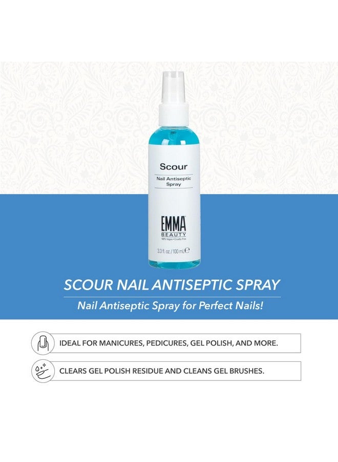 Scour Nail Antiseptic Spray Nail Surface Cleanser And Cleaning Solution 12+ Free Formula 100% Vegan & Crueltyfree 3.3 Oz.