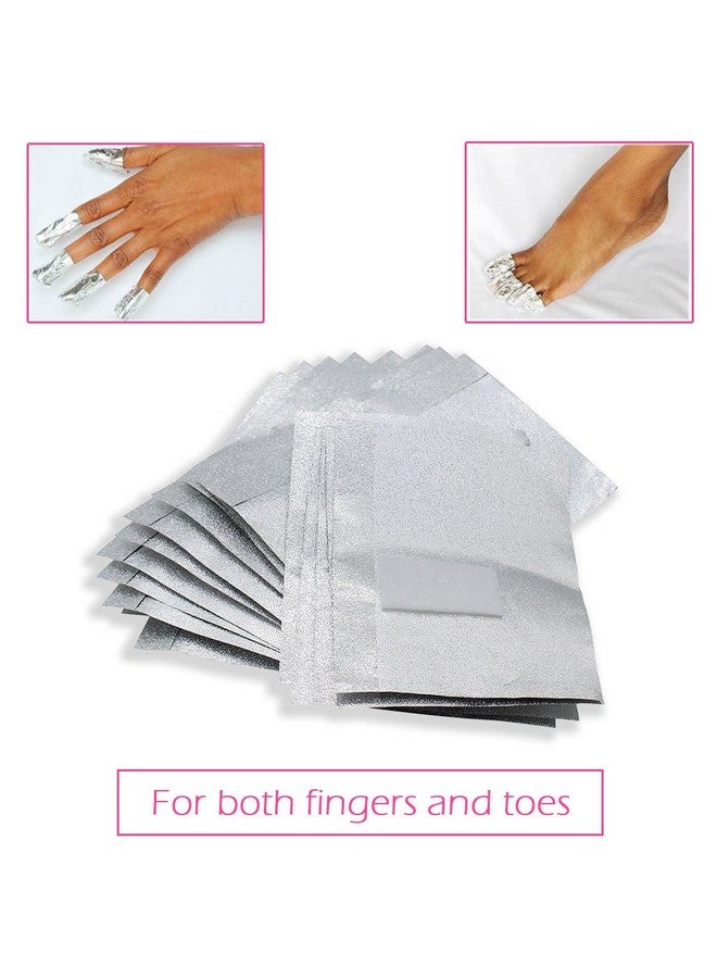 Nail Remover Foil Wraps For Acrylicuvgel Polish Soakoff Removal With Preattached Lint Free Pad Pack Of 200 Wraps + 1X Stainless Steel Nail Manicure Remover Scraper Cuticle Pusher Kit