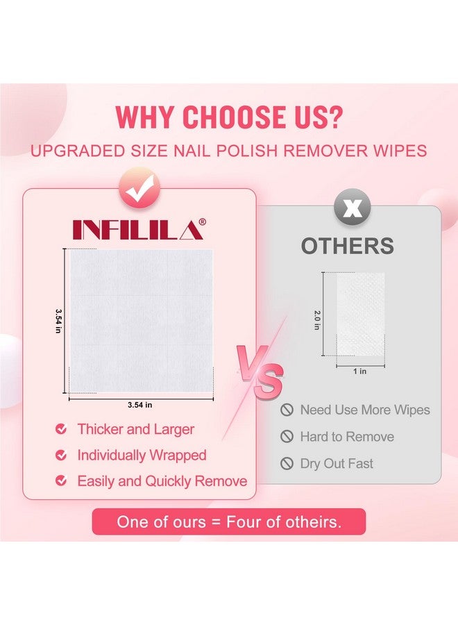 Nail Polish Remover Pads Acetone Nail Polish Remover 100Pcs Quick Nail Polish Remover Wipes Individually Wrapped Nail Polish Remover Wet Wipes With Aloe Vera For Removing Nail Polish