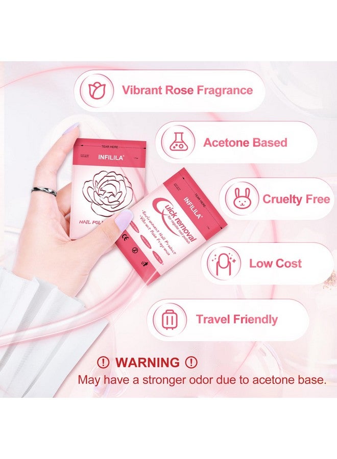 Nail Polish Remover Pads Acetone Nail Polish Remover 100Pcs Quick Nail Polish Remover Wipes Individually Wrapped Nail Polish Remover Wet Wipes With Aloe Vera For Removing Nail Polish
