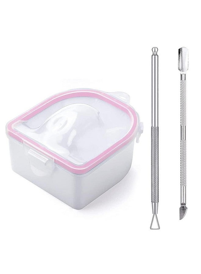 Nail Soaking Bowl Soak Off Gel Polish Dip Powder Remover Manicure Bowl With Triangle Cuticle Peeler And Stainless Steel Cuticle Pusher Nail Art Tool (Pink3Pcs Set)