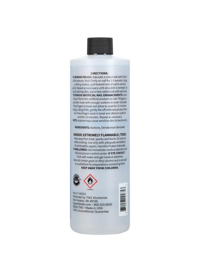 100% Pure Acetone Professional Nail Polish Remover For Natural Artificial Acrylic & Sculptured Nails Removes Gel Polish Nail Glue Nail Art & Glitter 16 Fl. Oz.