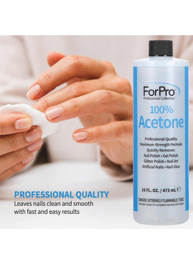 100% Pure Acetone Professional Nail Polish Remover For Natural Artificial Acrylic & Sculptured Nails Removes Gel Polish Nail Glue Nail Art & Glitter 16 Fl. Oz.