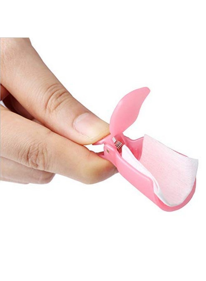 10Pc Plastic Acrylic Nail Art Soak Off Cap Clip Uv Gel Polish Remover Wrap Tool (Pink)