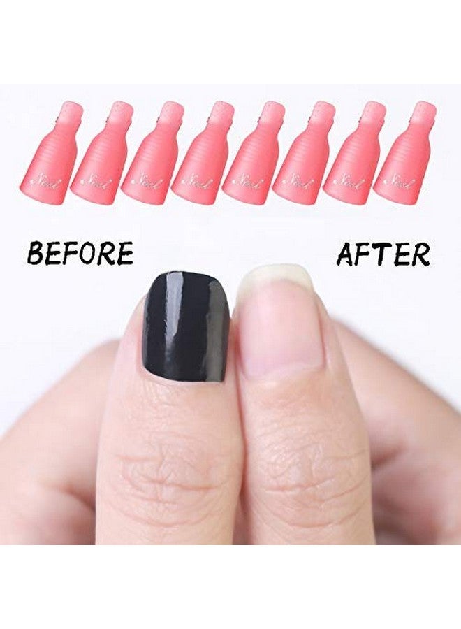 10Pc Plastic Acrylic Nail Art Soak Off Cap Clip Uv Gel Polish Remover Wrap Tool (Pink)