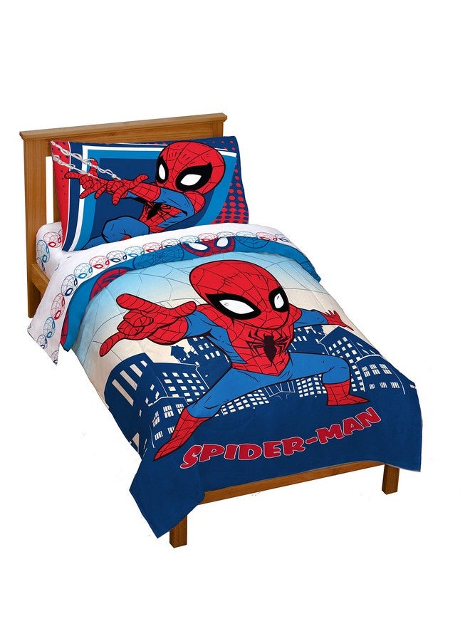 Marvel Super Hero Adventures Go Spidey 4 Piece Toddler Bed Set Super Soft Microfiber Bed Set Includes Toddler Size Comforter & Sheet Set Bedding Features Spiderman