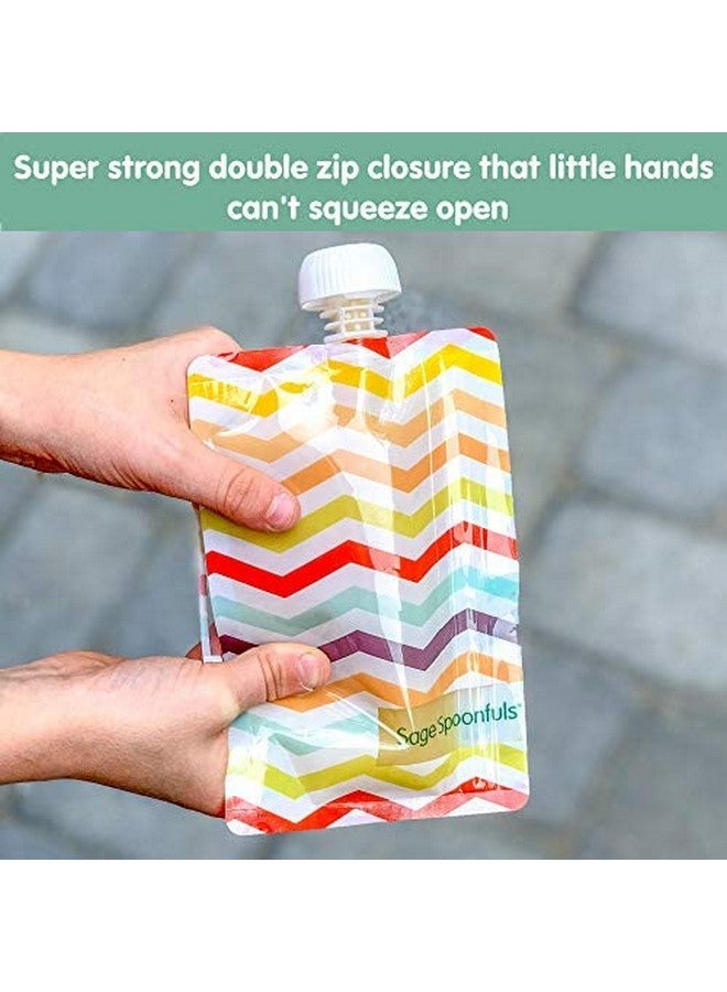 Reusable Baby Food Pouches 6 Pack Baby Food Storage Pouches Toddler Refillable Squeeze Pouch For Kids (Chevron) Dishwasher And Freezer Safe Bpa Free