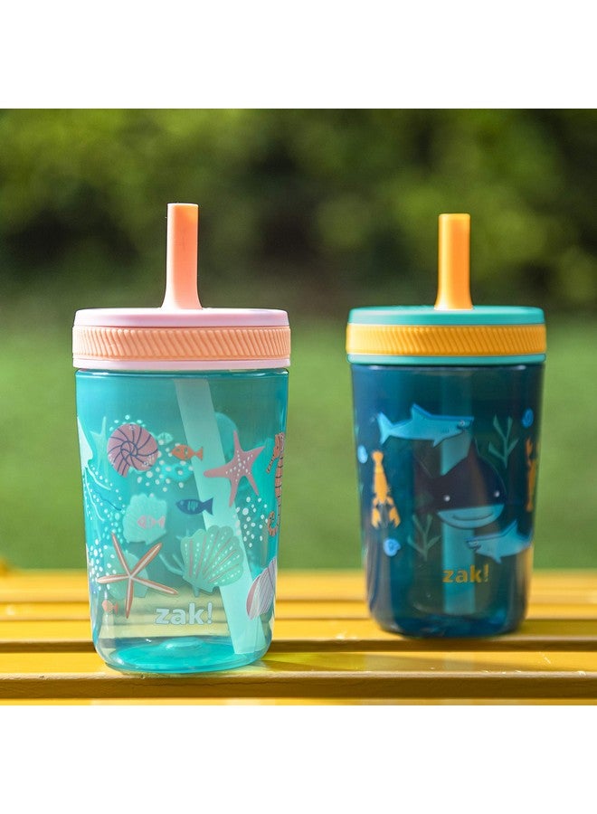 Kelso 15 Oz Tumbler Set, (Underwater) Nonbpa Leakproof Screwon Lid With Straw Made Of Durable Plastic And Silicone, Perfect Baby Cup Bundle For Kids (2Pc Set)