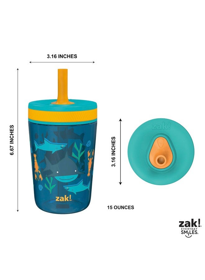 Kelso 15 Oz Tumbler Set, (Underwater) Nonbpa Leakproof Screwon Lid With Straw Made Of Durable Plastic And Silicone, Perfect Baby Cup Bundle For Kids (2Pc Set)