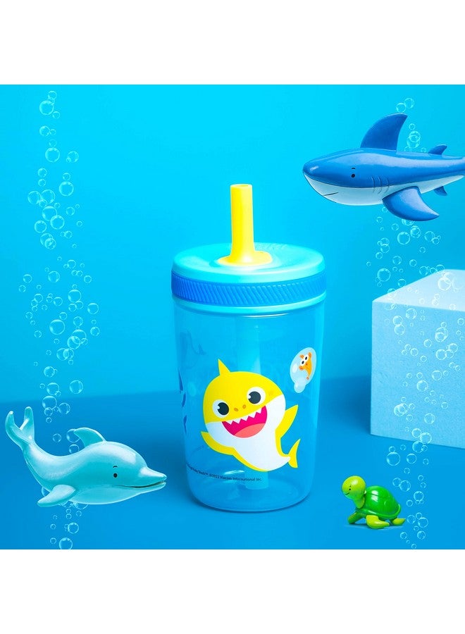 15Oz Baby Shark Kelso Tumbler Set, Bpafree Leakproof Screwon Lid With Straw Made Of Durable Plastic And Silicone, Perfect Bundle For Kids (2Pcs Set)