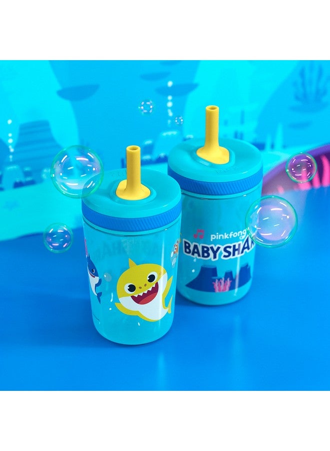 15Oz Baby Shark Kelso Tumbler Set, Bpafree Leakproof Screwon Lid With Straw Made Of Durable Plastic And Silicone, Perfect Bundle For Kids (2Pcs Set)