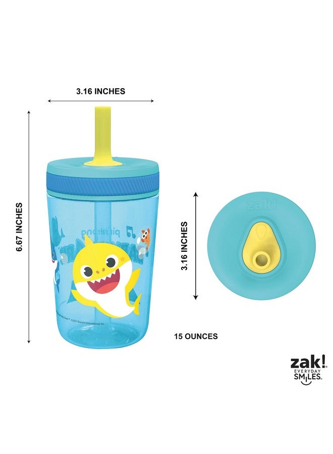 15Oz Baby Shark Kelso Tumbler Set, Bpafree Leakproof Screwon Lid With Straw Made Of Durable Plastic And Silicone, Perfect Bundle For Kids (2Pcs Set)