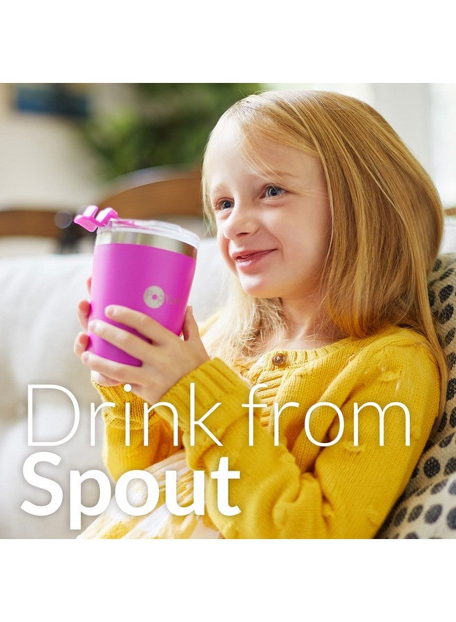 9Oz Insulated Stainless Steel Kids’ Cups With Lid And Straw 2Pack Blue Green Stackable Sippy Baby Child Toddler Tumbler Double Wall Vacuum Leak Proof