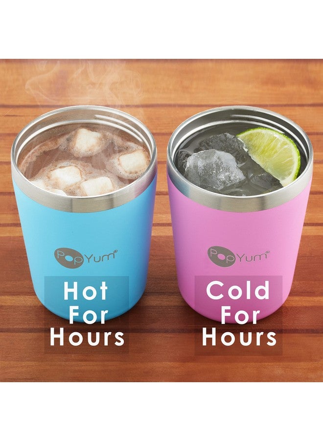 9Oz Insulated Stainless Steel Kids’ Cups With Lid And Straw 2Pack Blue Green Stackable Sippy Baby Child Toddler Tumbler Double Wall Vacuum Leak Proof