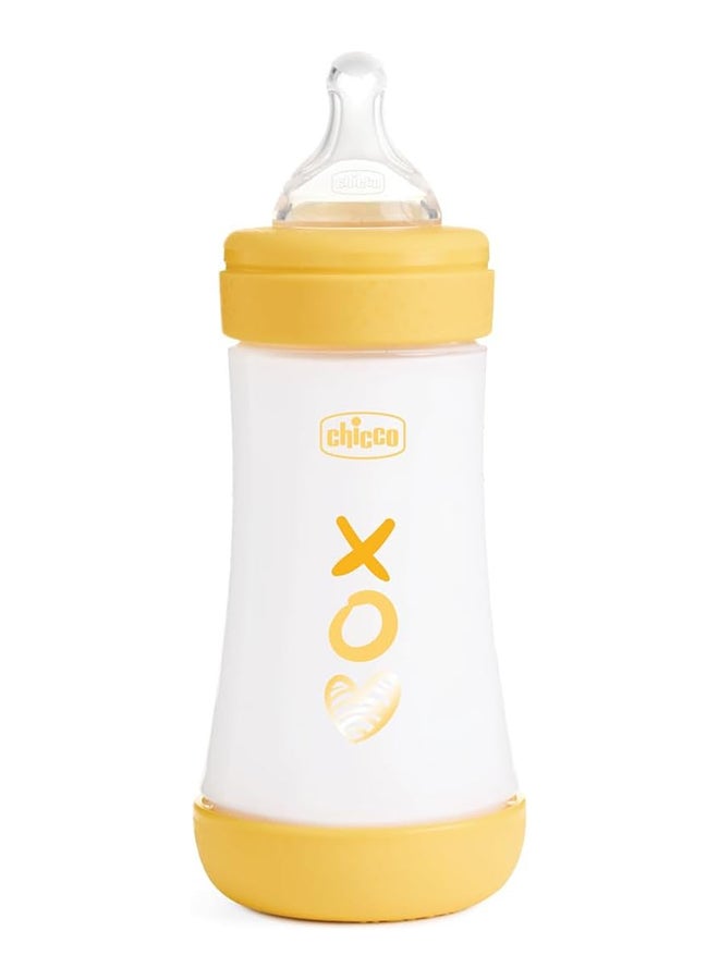 Perfect 5 Silicone Feeding Bottle 240Ml, Medium Flow, 2M+, Yellow