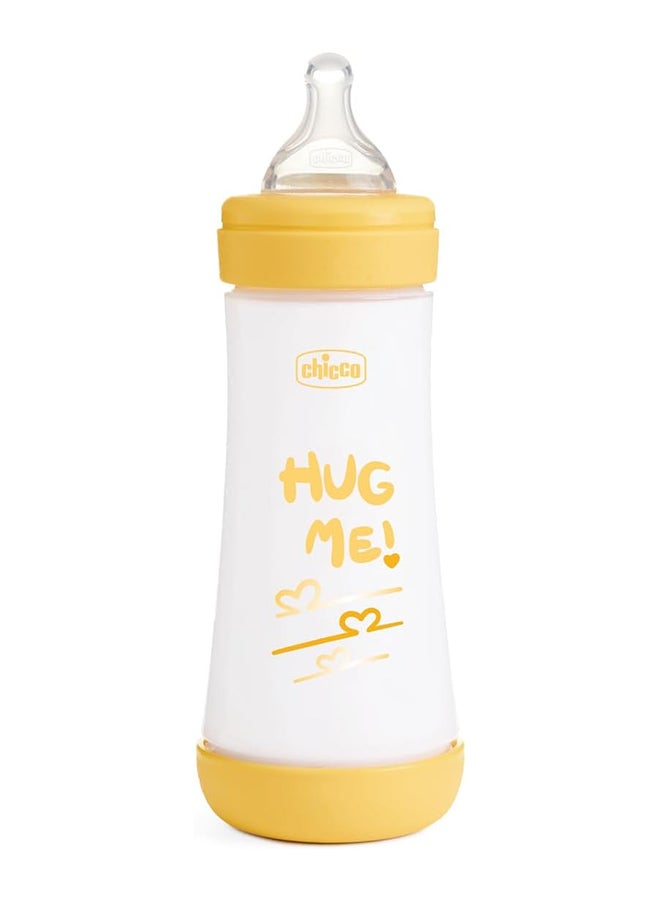 Perfect 5 Silicone Feeding Bottle 300ML, Fast Flow 4M+, Yellow