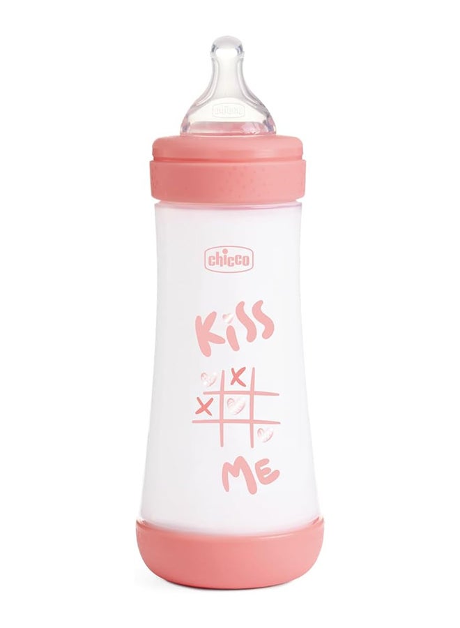 Perfect 5 Silicone Feeding Bottle 300ML, Fast Flow 4M+, Pink