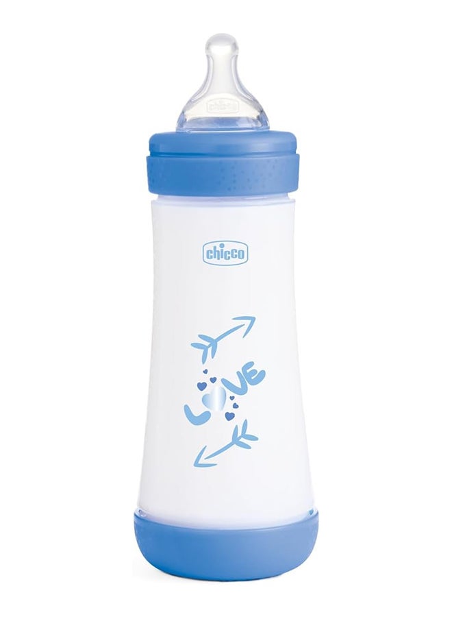 Perfect 5 Silicone Feeding Bottle 300ML, Fast Flow, 4M+, Blue