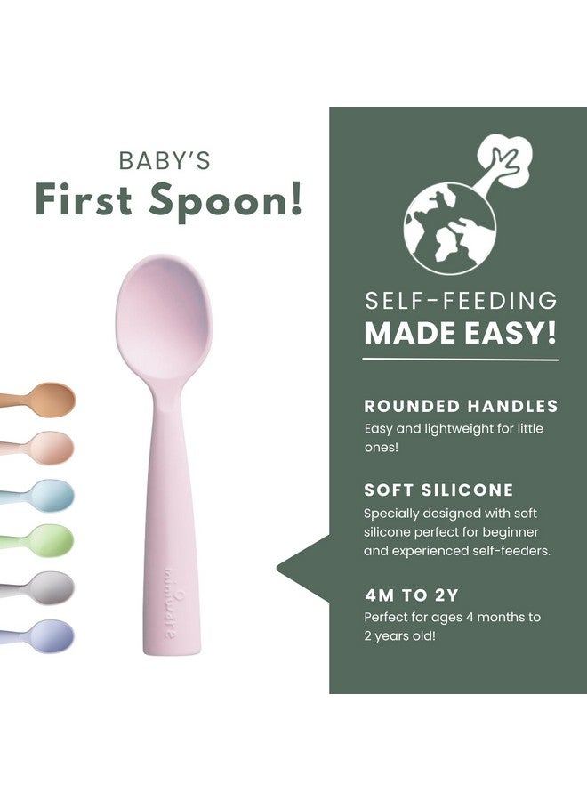 Silicone Baby Spoon For Training Bpa Free Baby Utensils Baby Spoons Self Feeding 6 Months | 100% Food Grade Silicone Modern & Dishwasher Safe Toddler Spoons (Cotton Candy And Toffee)