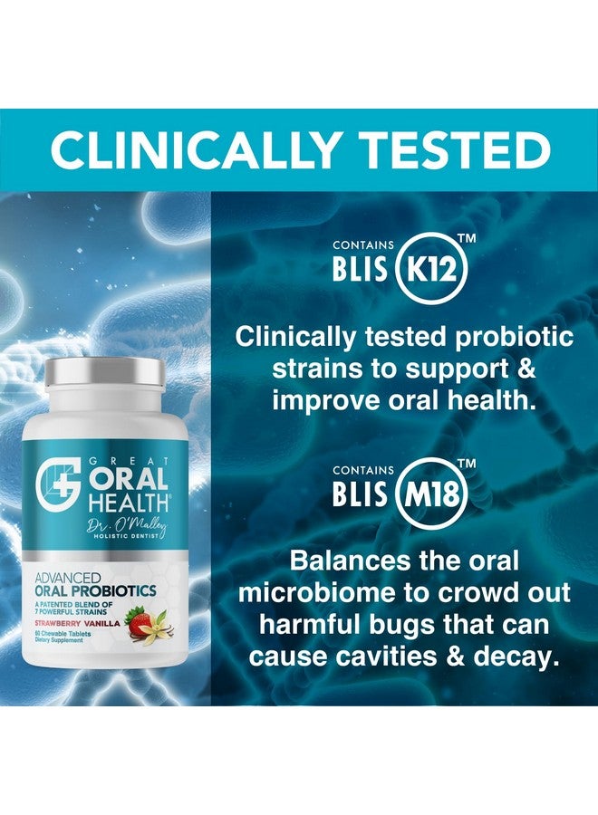 Oral Probiotics For Mouth Bad Breath Treatment For Adults: Dentist Formulated Advanced Oral Probiotics For Teeth And Gums +Blis K12 M18 60 Chewable Oral Health Probiotics Tablets Strawberry Vanilla