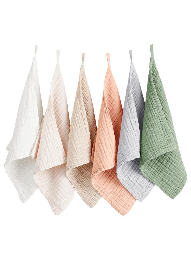 6 Pack Baby Muslin Washcloths For Unisex 100% Cotton Wash Cloth Set For Baby Face Body Comfy And Soft For Newborn Infants Kids Girls And Boys