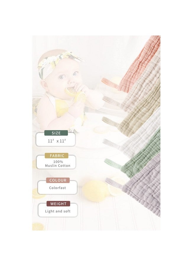 6 Pack Baby Muslin Washcloths For Unisex 100% Cotton Wash Cloth Set For Baby Face Body Comfy And Soft For Newborn Infants Kids Girls And Boys