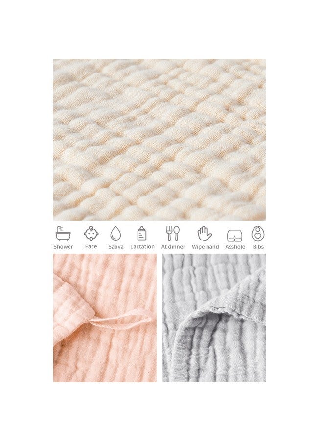 6 Pack Baby Muslin Washcloths For Unisex 100% Cotton Wash Cloth Set For Baby Face Body Comfy And Soft For Newborn Infants Kids Girls And Boys