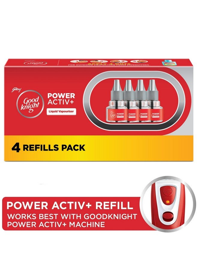 Power Activ+ Liquid Vapourizer | Mosquito Repellent | 60 Nights Jumbo Refill | Pack Of 4 (45Ml Each)