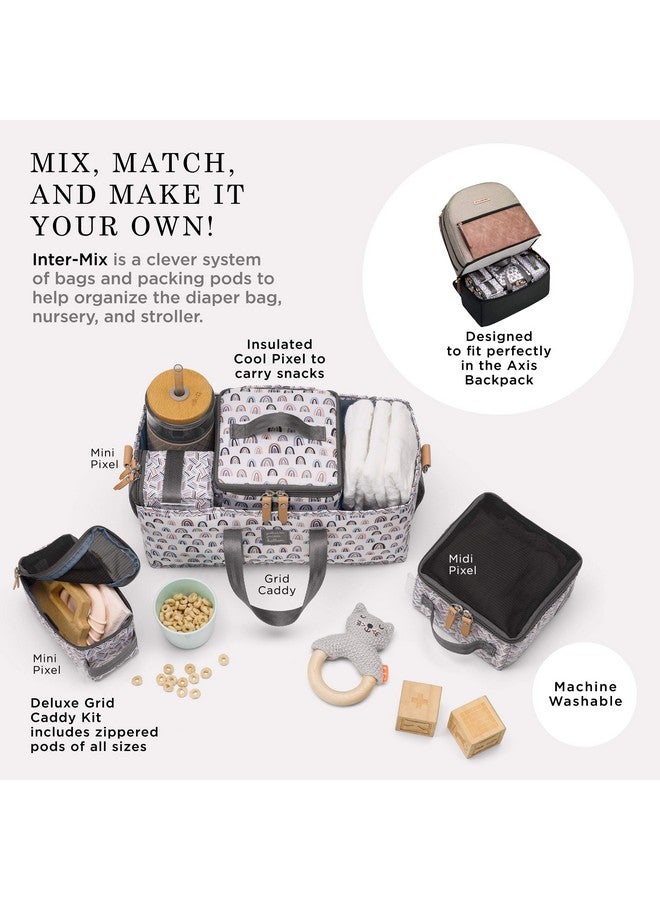 Intermix Deluxe Kit | 3In1 Grid Caddy Organizer W/Lightweight Packing Cubes | Keep Everything Organized In Diaper Bag, Stroller, Or Nursery Unity