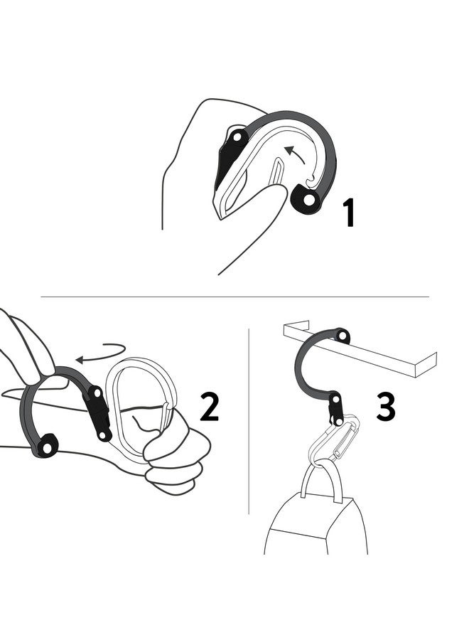 Heroclip Carabiner Clip And Hook (Small) For Purse, Stroller, And Backpack, Stealth Black