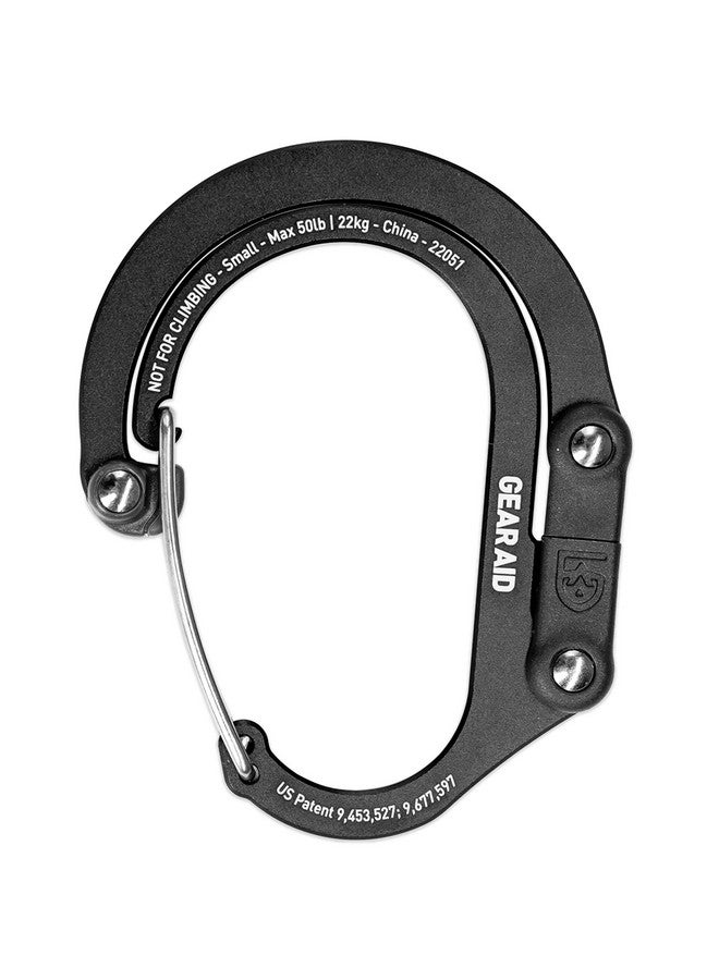 Heroclip Carabiner Clip And Hook (Small) For Purse, Stroller, And Backpack, Stealth Black
