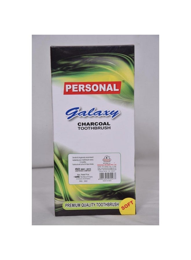 Galaxy Soft Charcoal Reaches All The Critical Areas Manual Toothbrush For Adult 12 Pieces