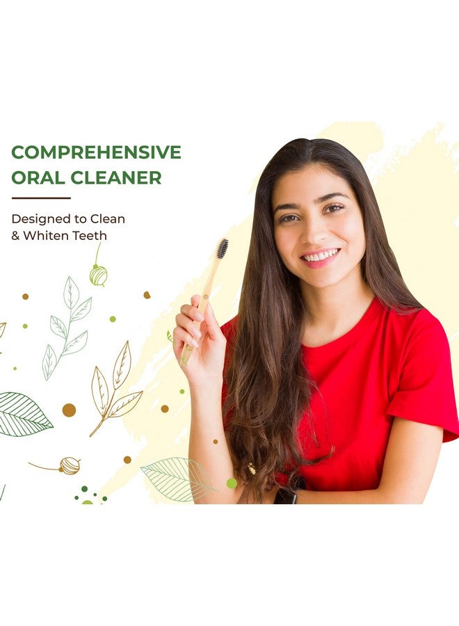 Premium Oral Care Bamboo Brush For Adults Charcoal Soft Bristle Sensitive Toothbrush Organic Bamboo Teeth Brush Pack Of 4 Wooden Toothbrush For Adults Bpa Free Tooth Brush Combo Pack Offer