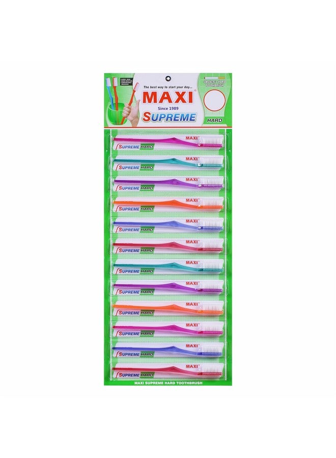 Adult Supreme Hard Bristles Manual Toothbrush (Pack Of 12) Multicolour